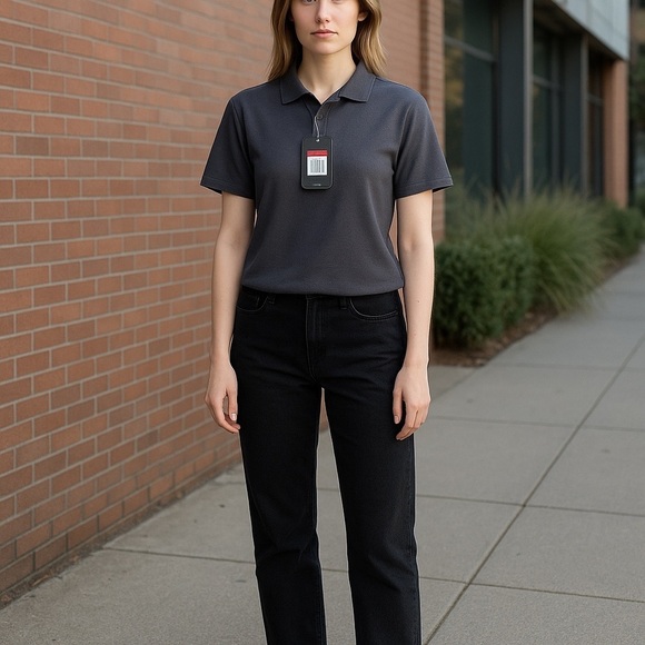 Nike Women's Dri-FIT Polo Shirt Dark Blue Size L Breathable Sports Top - Picture 3 of 6